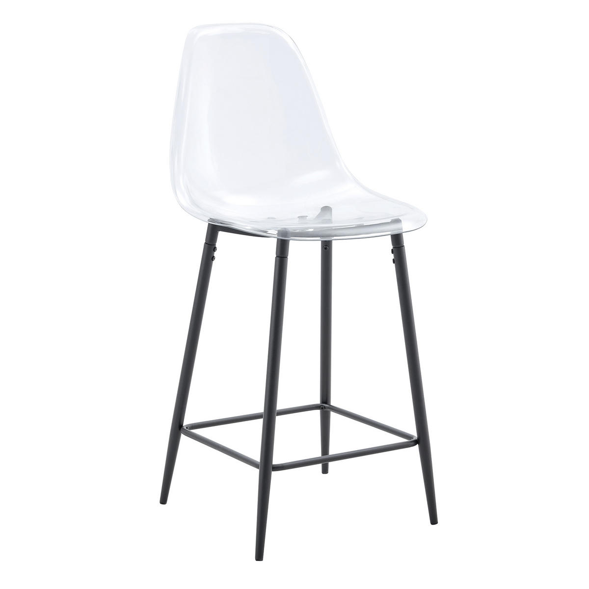 BARHOCKER 2er-Set Schwarz mit transparenter Acryl-Sitzschale und Fußstütze - Schwarz, Kunststoff (51/102/45cm) - PANGIVO