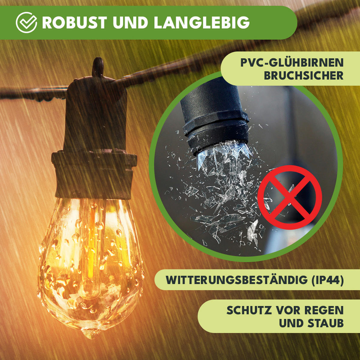 AUSSENLEUCHTE Girlande LED Außen Lichterkette 20m - Schwarz, Kunststoff (20000/10/10cm) - KRUMAD