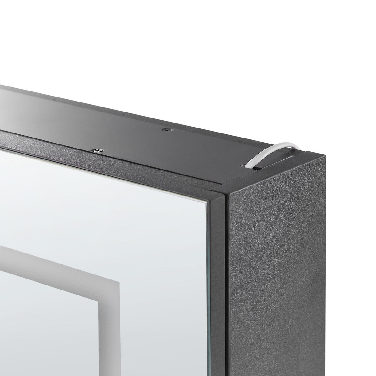 KOUPELNOVÁ ZRCADLOVÁ SKŘÍŇKA LED 60/60 cm Černá Mazarredo - černá/stříbrná, kompozitní dřevo (60/60/12cm) - Beliani
