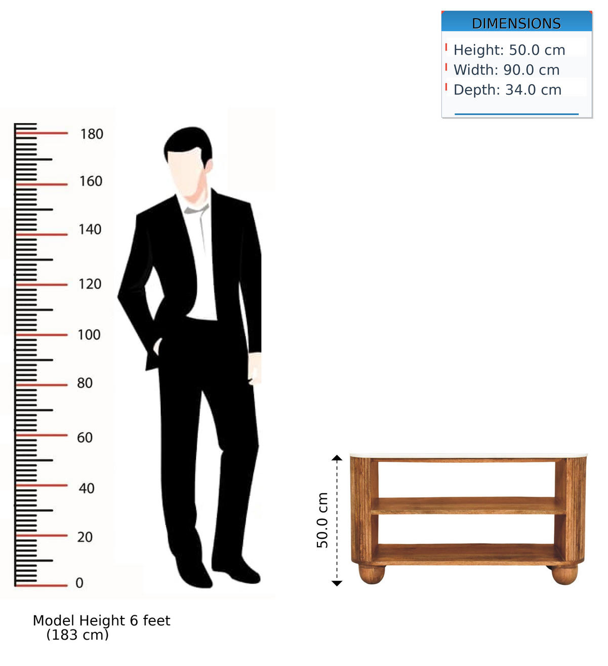 LAVICA s povrchovou úpravou Golden Teak, 2 otvorené police, mramorová doska, hnedá - hnedá, drevo/prírodné materiály (90/50/34cm) - Artisan Furniture