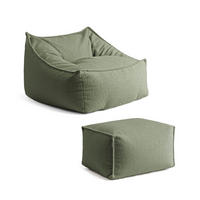 SITZSACK Bouclé Snug mit Hocker - Grün, Textil (150/75/60cm) - Mokebo