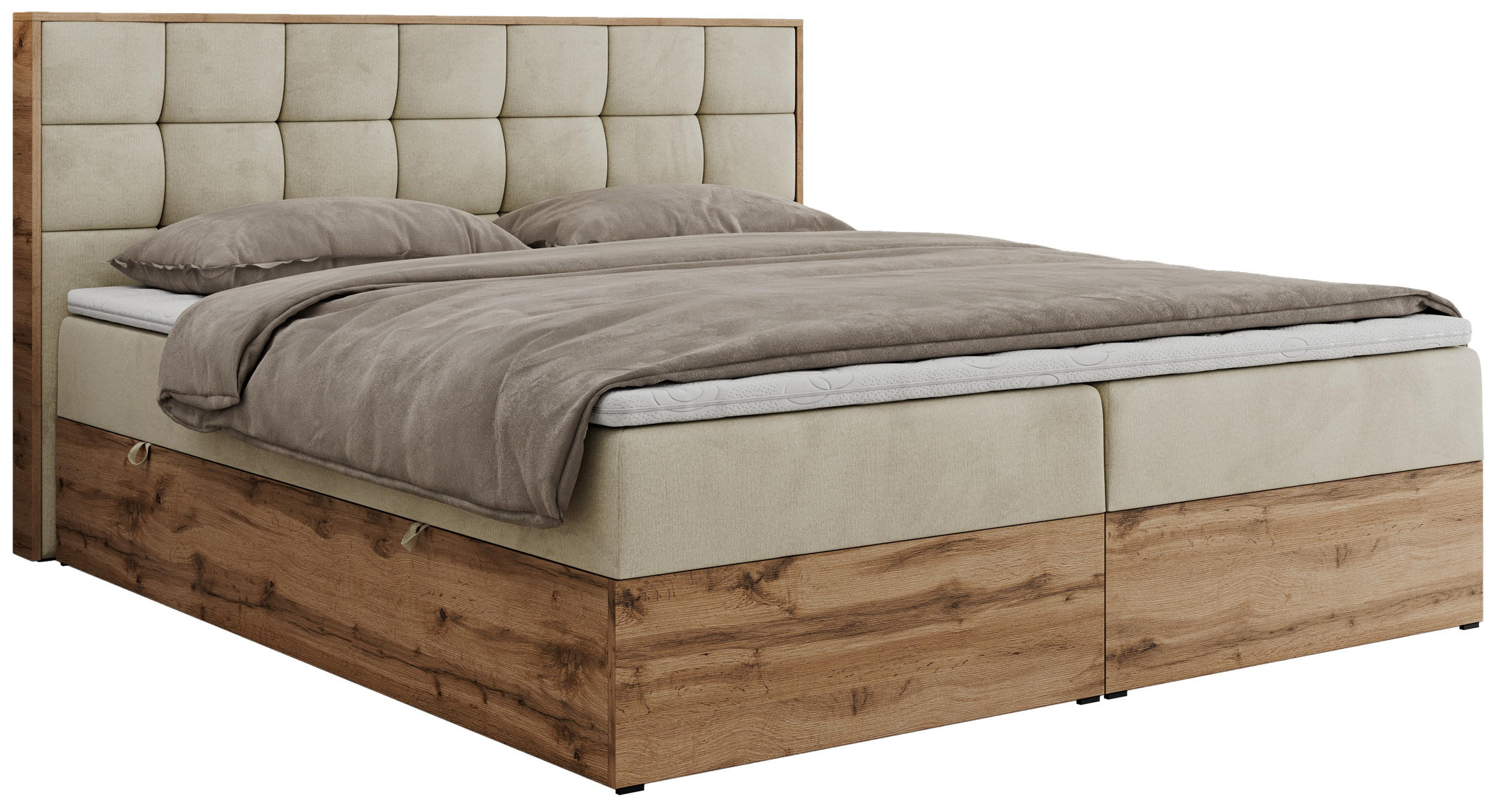 BOXBETT ALBERO 1 - 140/200 Beige Velvet - H3 - Beige, Holz/Textil (140/200cm) - MKS