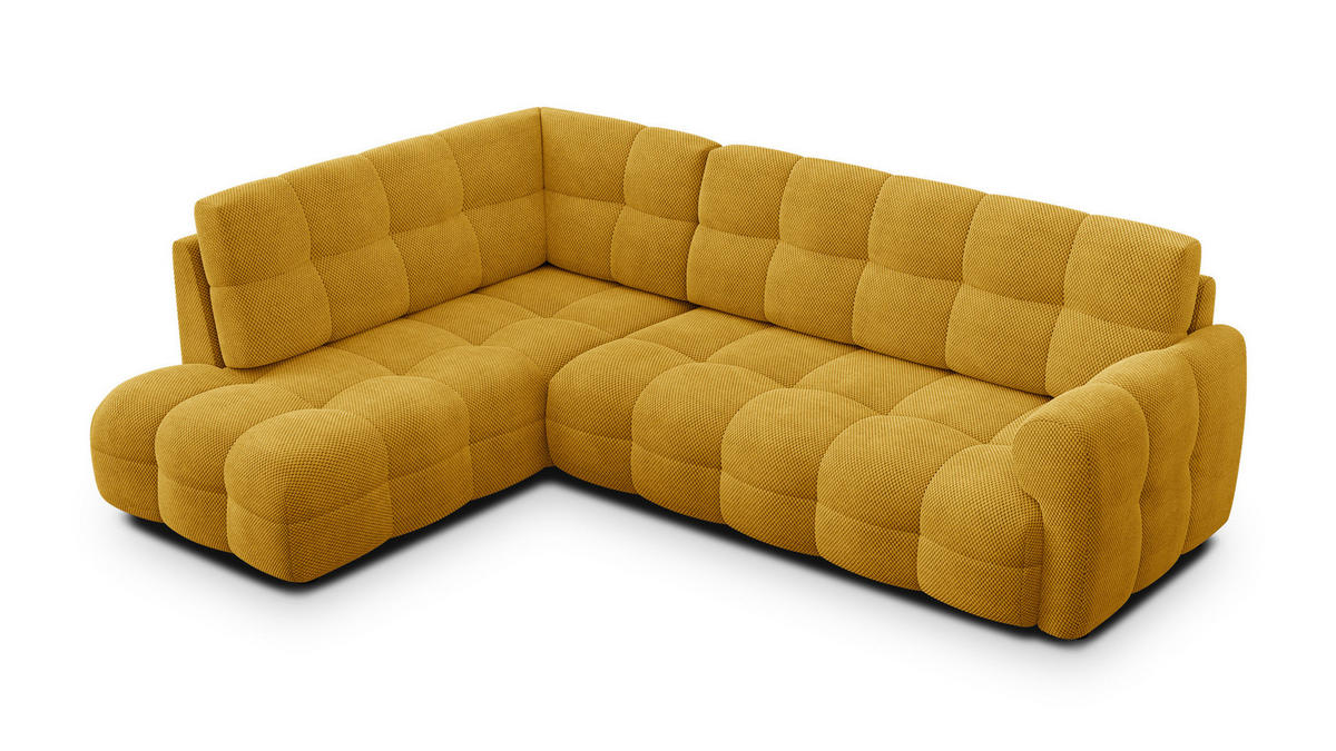 ECKSOFA MELLOW 5-Sitzer, safran - Gelb/Schwarz, Holz/Textil (283/191cm) - Courtois Laville