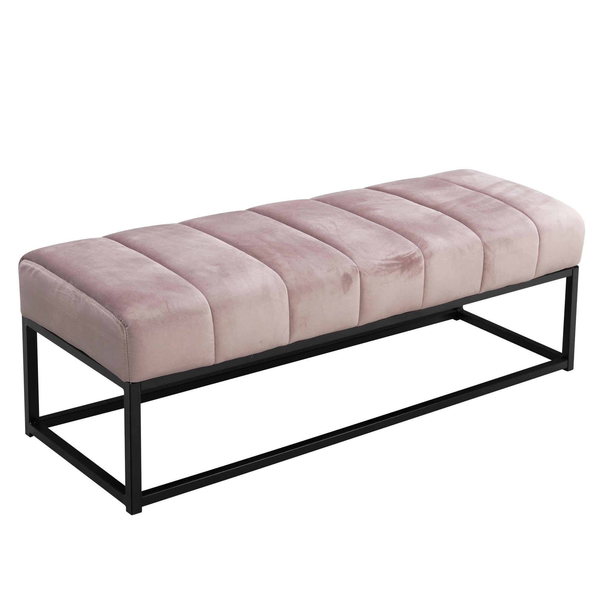 SITZBANK Samt Metallgestell gepolstert, Rosa 108x40x40 cm - Pink/Schwarz, Textil/Metall (108/40/40cm) - KADIMA DESIGN