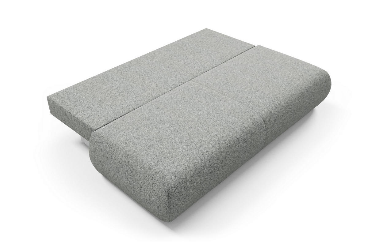 BETTSOFA DELTA Grau Geflochtener Stoff mit Schlaffunktion - Grau, Holz (214/74/100cm) - MASSENO