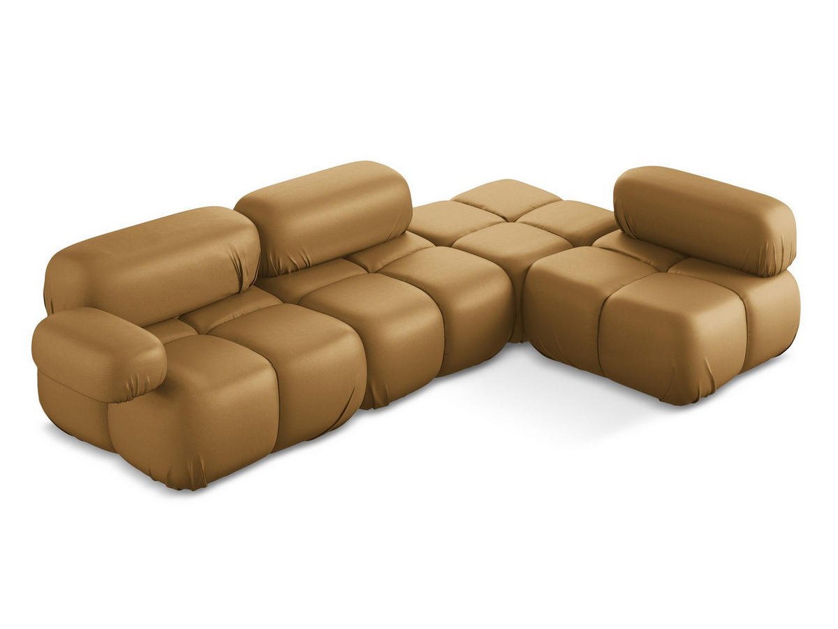 ECKSOFA Rechts Kunstleder Braun - Cognac/Schwarz, Leder/Kunststoff (285/190cm) - Makamii
