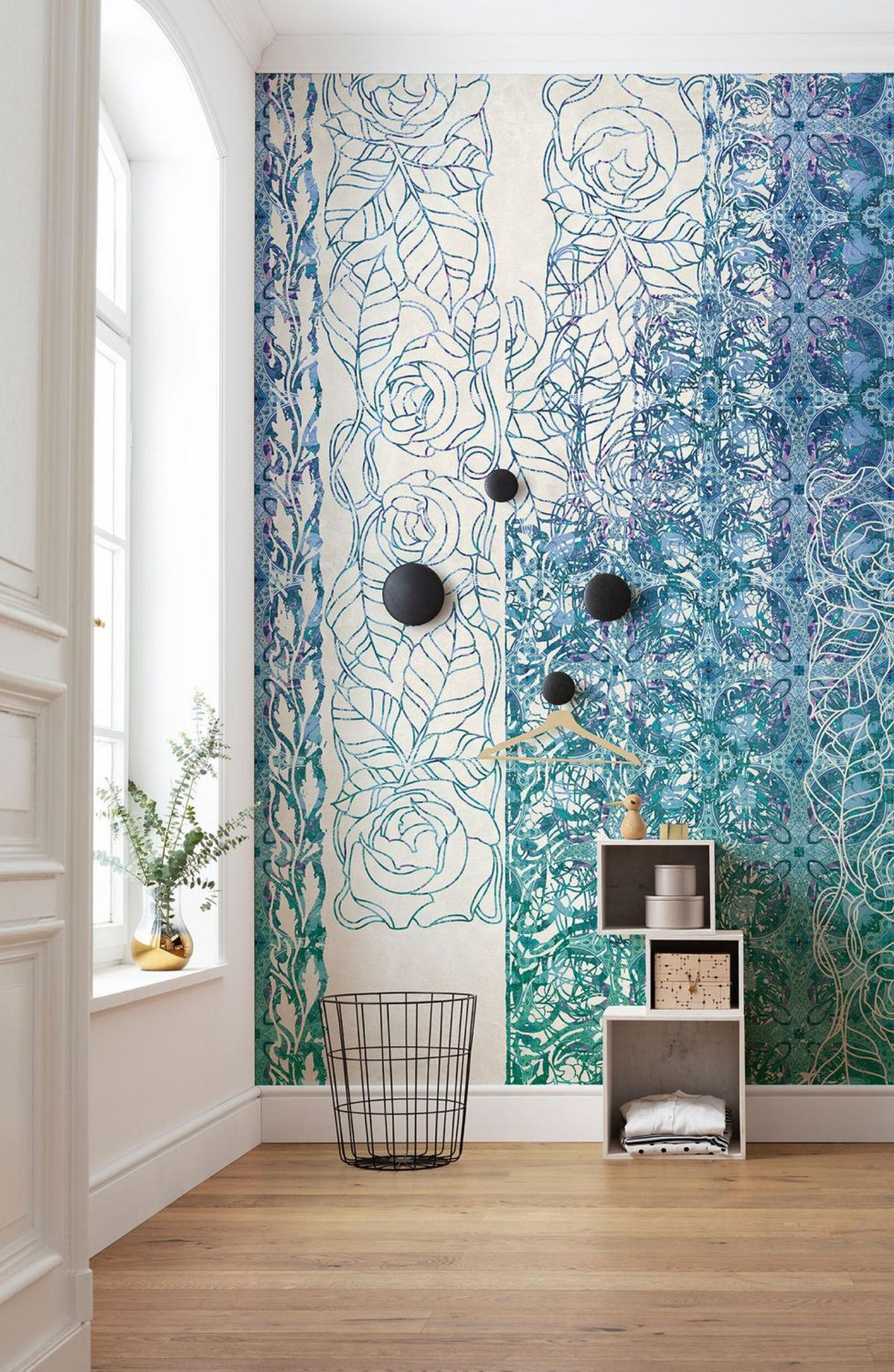 FOTOTAPETE Jugendstil 250 x 280 cm - Blau, Papier (250/280cm) - Sanders & Sanders