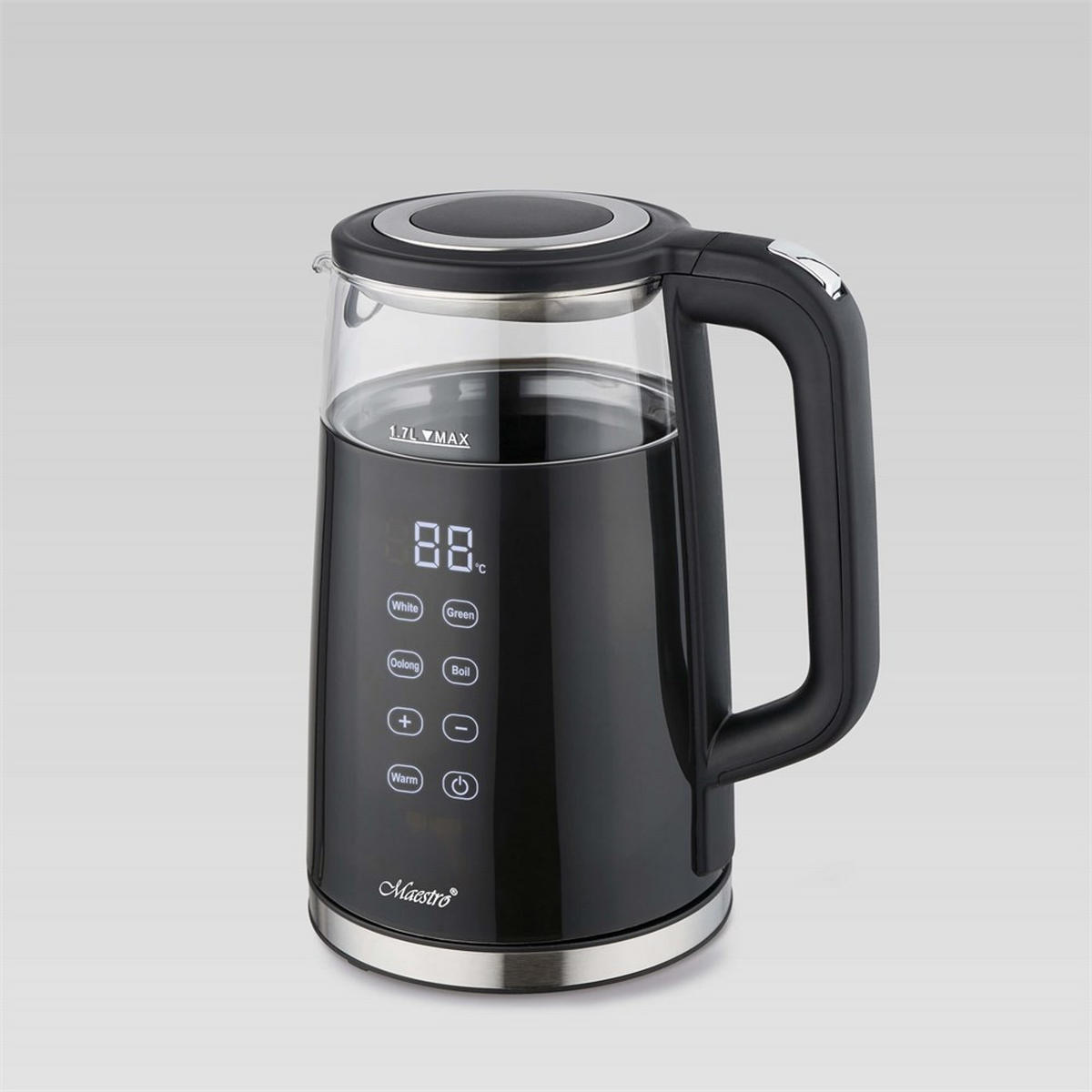 WASSERKOCHER ELEKTRISCH Schwarz 16/16/24 cm MR049 - Schwarz, Glas (16/24/16cm) - Maestro 