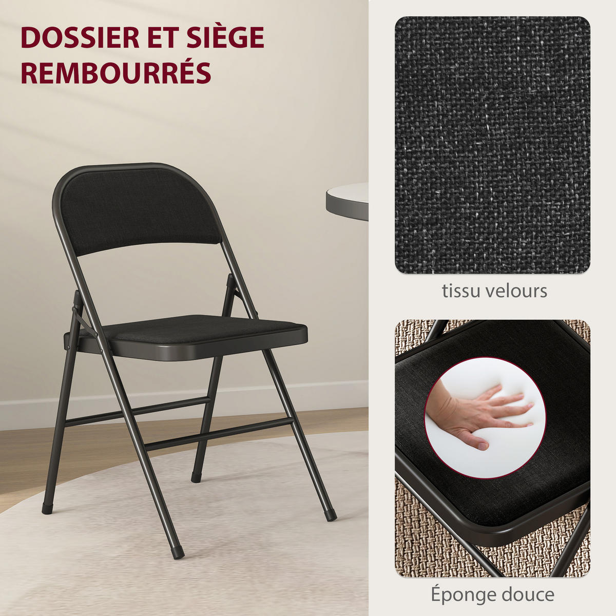 KLAPPSESSEL Schwarz 6 Stück - Schwarz, Naturmaterialien (45/78/46cm) - GiPP