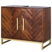 WASCHBECKENUNTERSCHRANK - Akazie massiv / Eisen - Akaziefarben, Holz/Metall (70/60/35cm) - home24