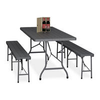 BIERZELTGARNITUR 3-tlg. - Grau, Kunststoff/Metall - Relaxdays