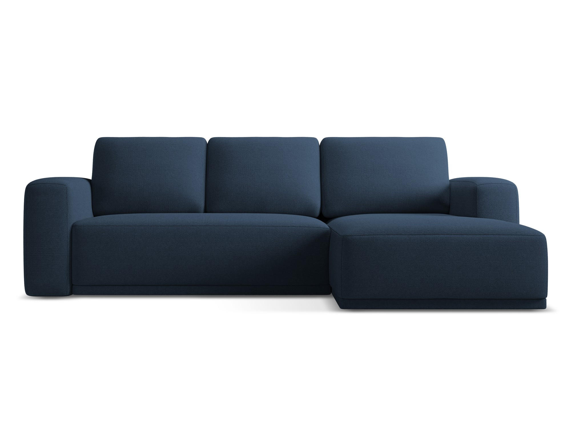 ECKSOFA mit Schlaffunktion Chenille Stoff Blau - Blau/Schwarz, Kunststoff/Textil (258/160cm) - Makamii