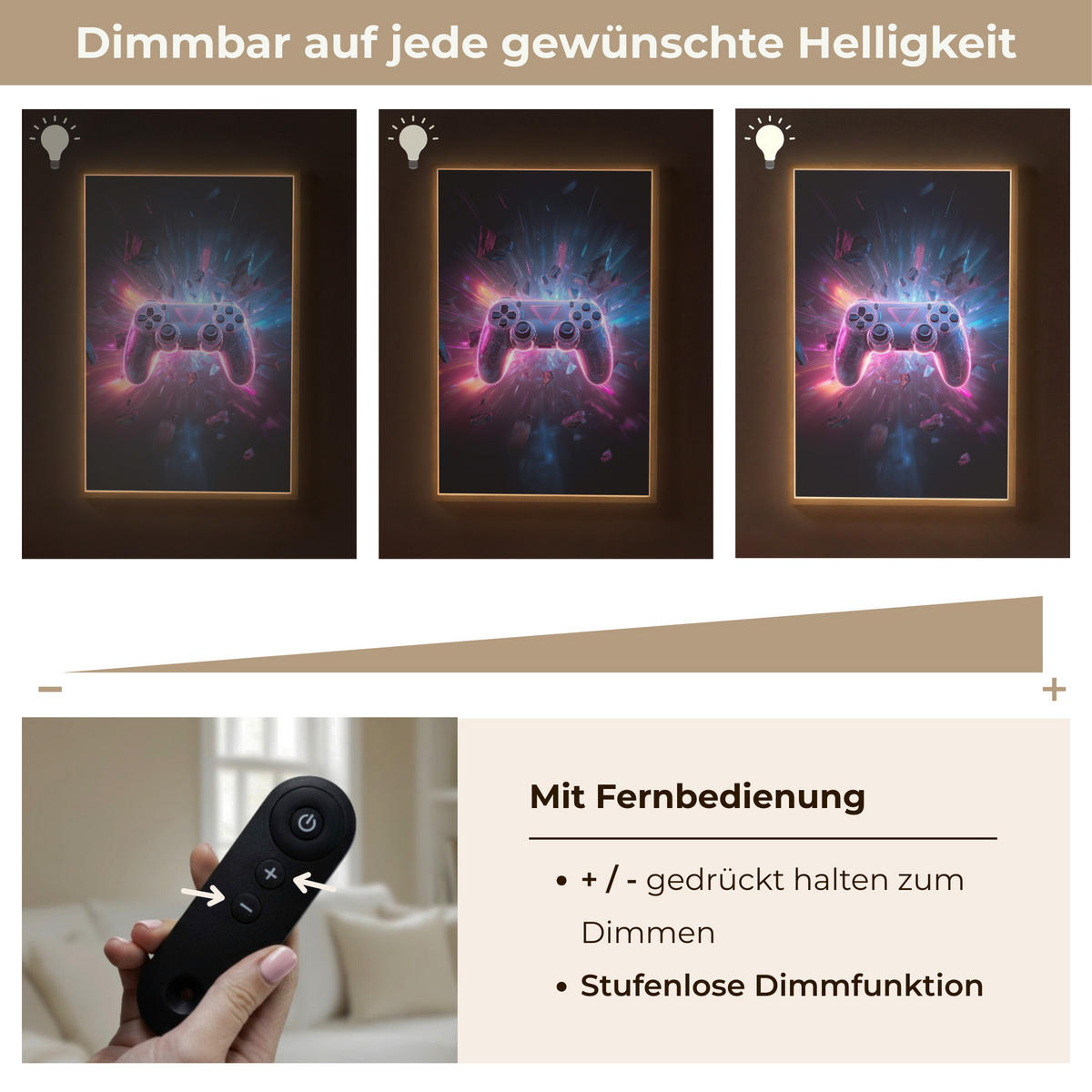 DOBÍJECÍ NOČNÍ LAMPIČKA Controller - Neon - Explosion - Abstraktní 60x90 cm - fialová, kompozitní dřevo (8/60/90cm) - OnlyWow