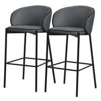 BARHOCKER 2er Set Anthrazit mit Stoffbezug - Anthrazit/Schwarz, Textil/Metall (50/101/54cm) - ML-DESIGN