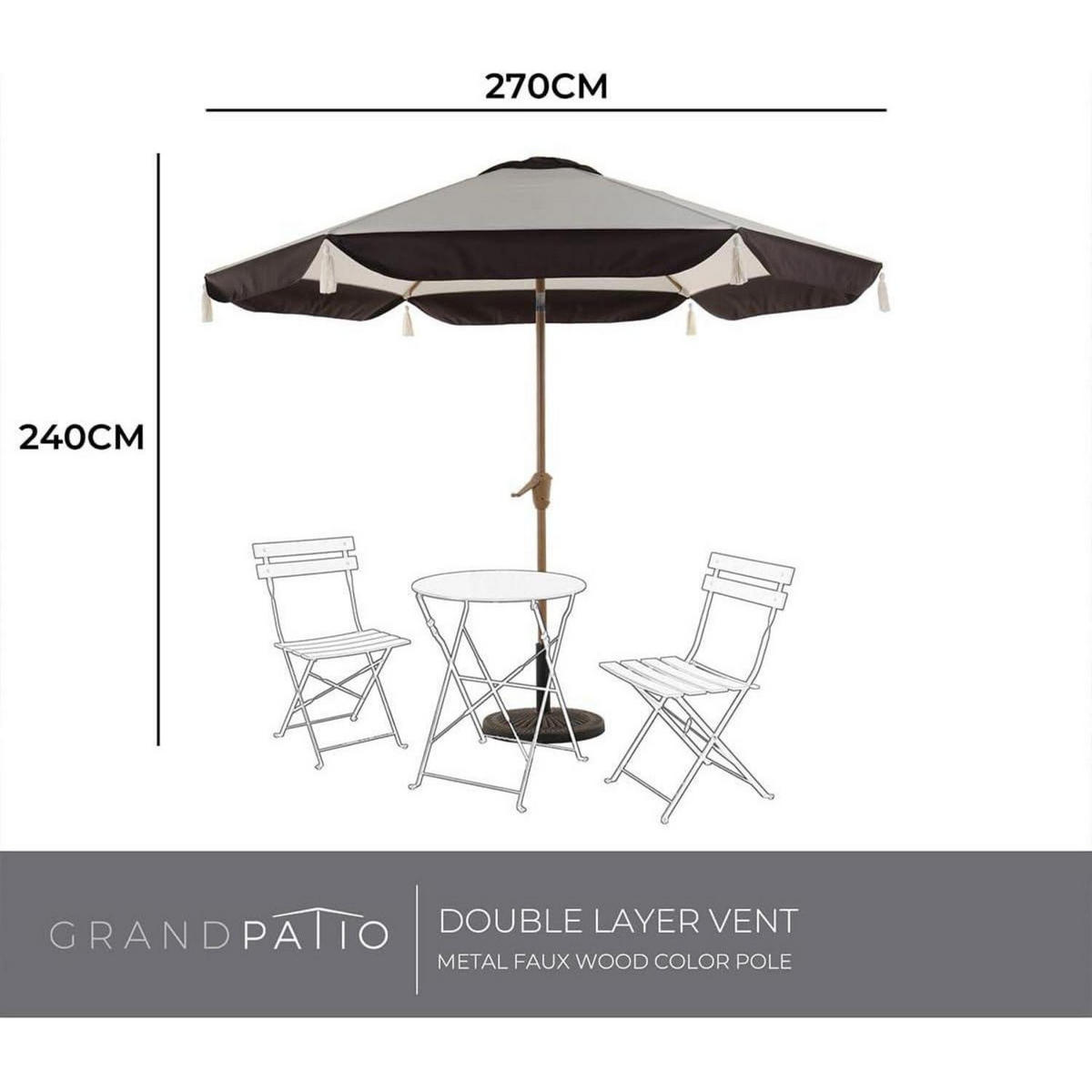 SONNENSCHIRM Ø 270 cm mit Quasten und Druckknopfneigung - Multicolor, Textil (270/270cm)