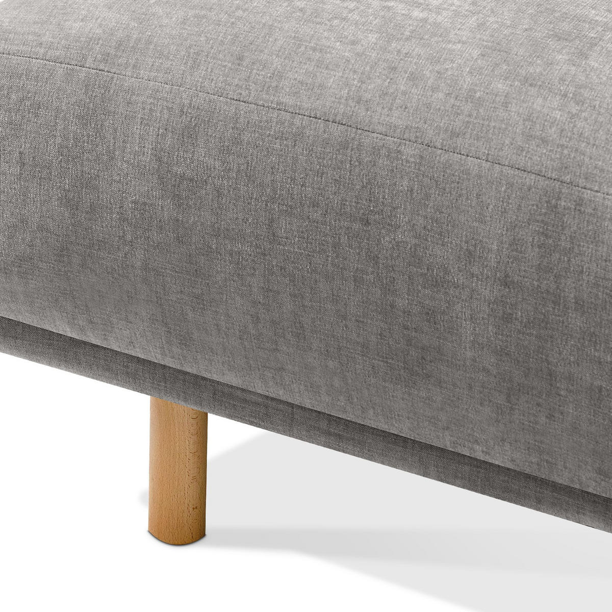 ECKSOFA-RECHTS FOSERO, Chenille-Stoff - Buchefarben/Hellgrau, Holz/Holzwerkstoff (204/155cm) - KONSIMO®