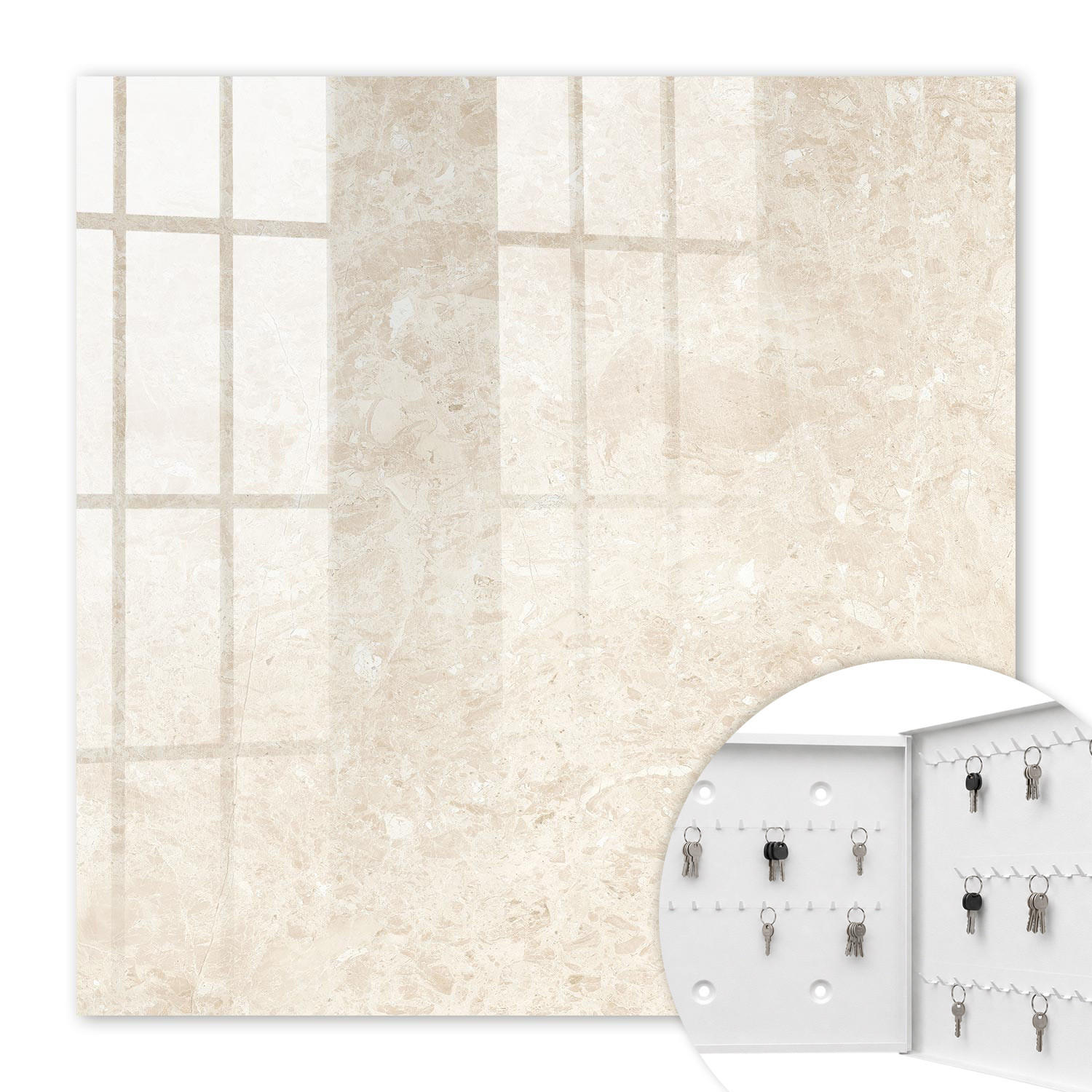 SCHLÜSSELBOX Weiß 30x30 cm – Türöffnung nach rechts - Cremige Eleganz - Creme, Metall (30/30/5cm) - TULUP