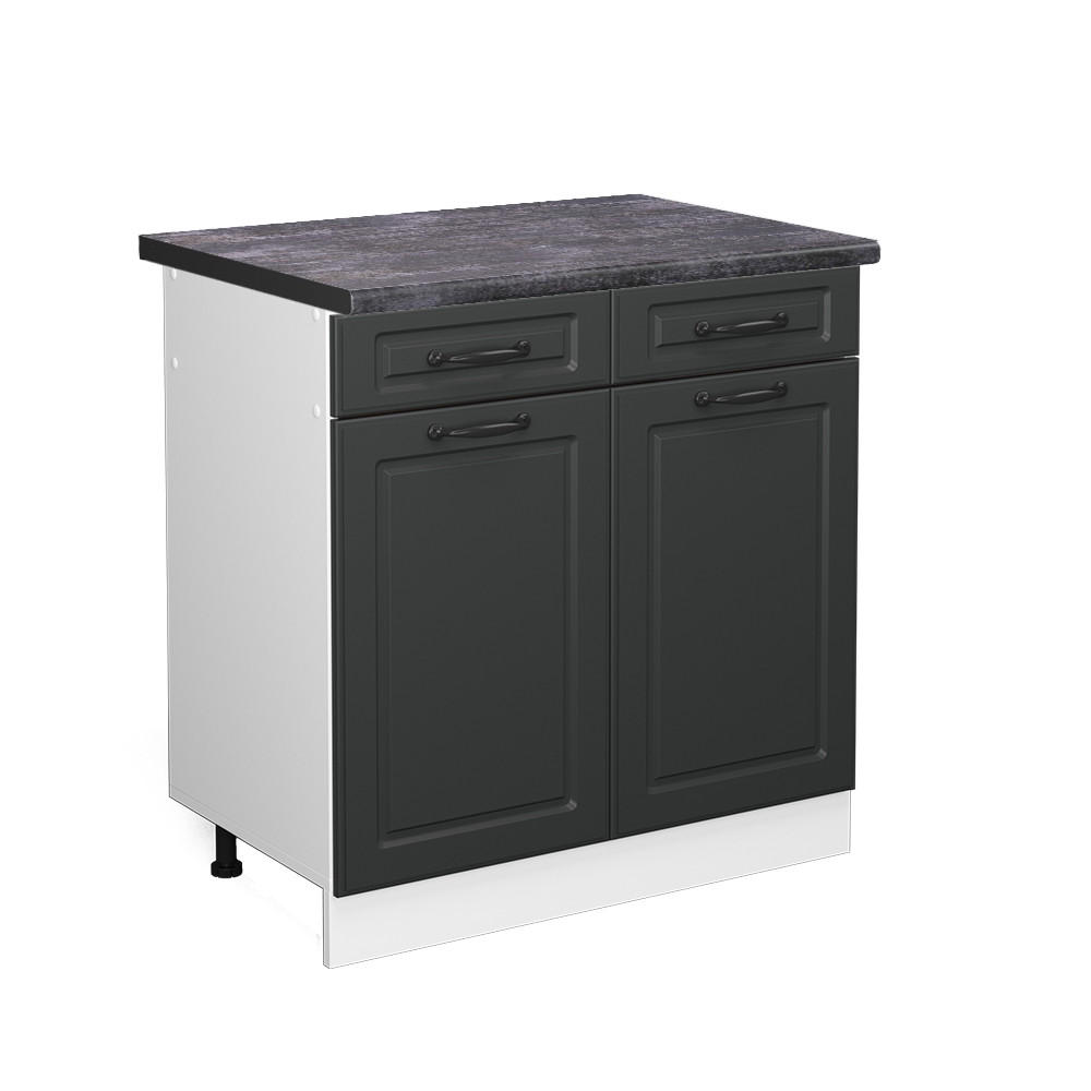KÜCHENUNTERSCHRANK R-Line Anthrazit Landhaus 80 cm, AP Anthrazit - Anthrazit/Weiß, Holzwerkstoff (80/81.6/60cm) - Vicco