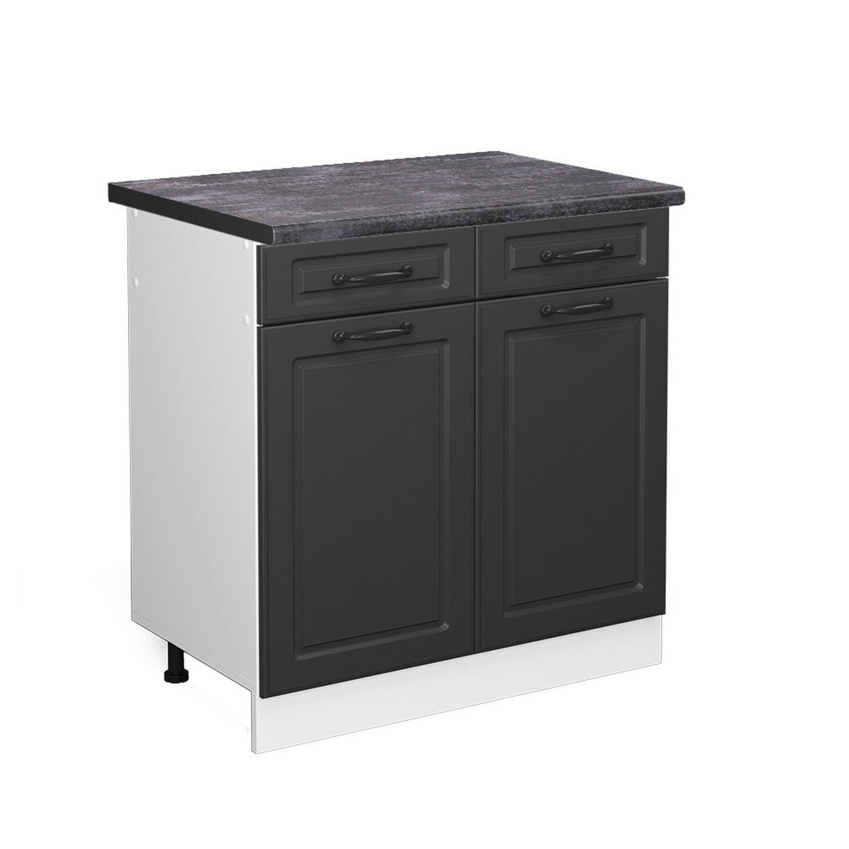 KÜCHENUNTERSCHRANK R-Line Anthrazit Landhaus 80 cm, AP Anthrazit - Anthrazit/Weiß, Holzwerkstoff (80/81.6/60cm) - Vicco
