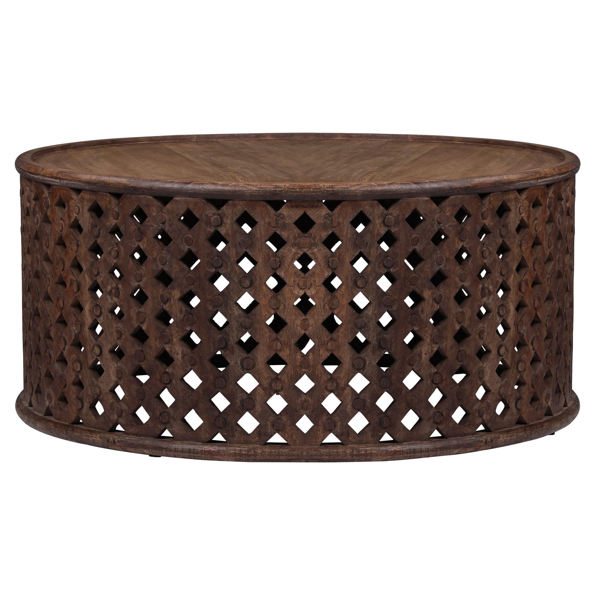 COUCHTISCH Ø100x45 cm rund Natur handgefertigt aus Mangoholz - Braun, Holz (100/45/100cm) - WOMO-DESIGN