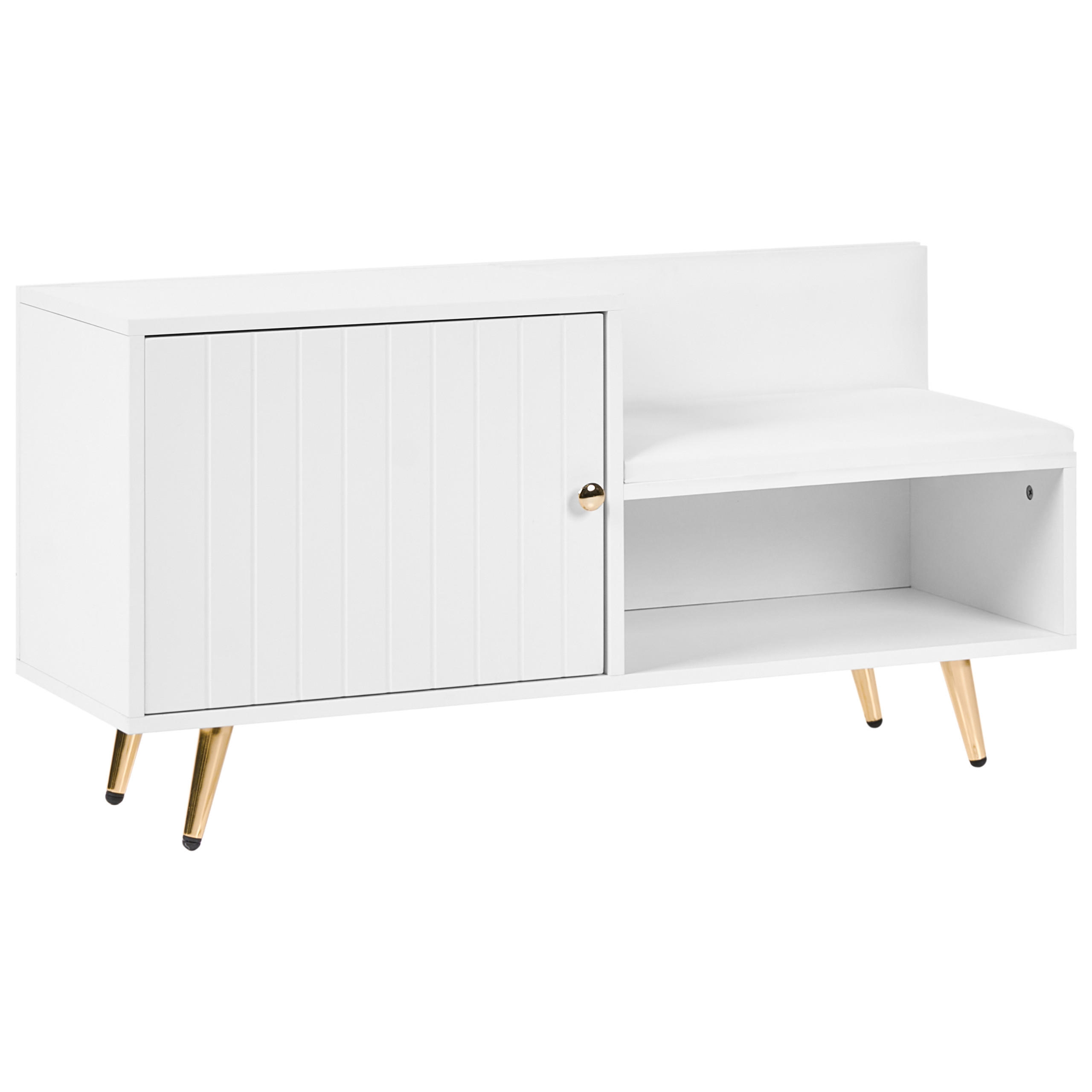 SCHUHBANK Weiß Kelowna - Goldfarben/Weiß, Holzwerkstoff (100/50/35cm) - Beliani