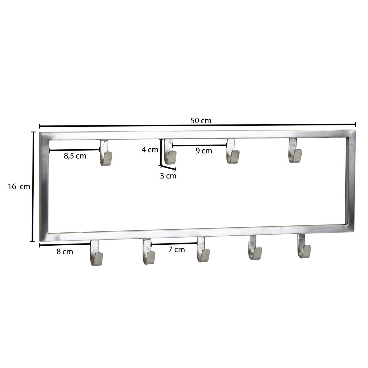WANDGARDEROBE Metall Silber Modern poliert - Silberfarben, Metall (50/20/4cm) - KADIMA DESIGN