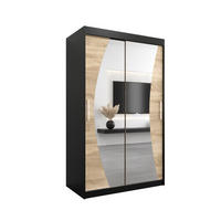 SCHWEBETÜRENSCHRANK 200/120/62 2-türig - Silberfarben/Schwarz, Holz/Kunststoff (120/200/62cm) - Abiks Möbel