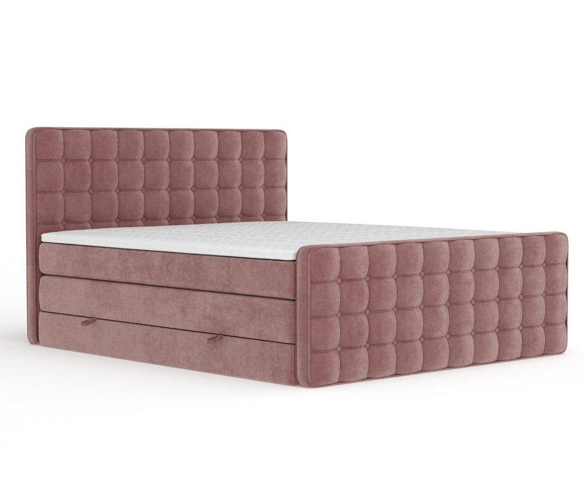 BOXSPRINGBETT Velouria Rosa 200/200 cm - Schwarz/Rosa, Holz/Holzwerkstoff (200/200cm) - Maison de Reve