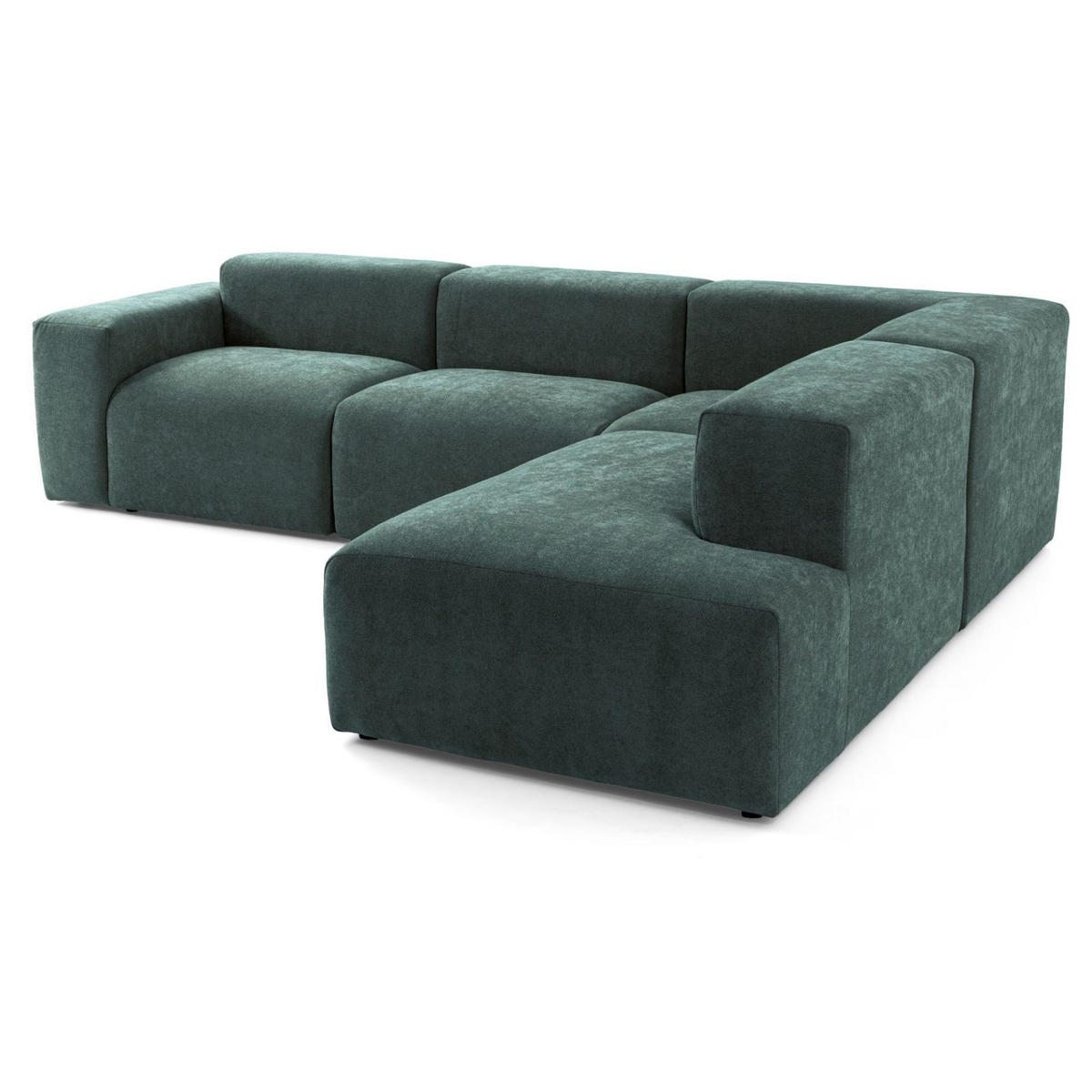 4-SITZER modulares Ecksofa HEAVEN SET 2 Rechts, Breite 300 cm Webstoff Dunkelgrün - Dunkelgrün/Schwarz, Holz/Kunststoff (245/300cm) - Muffo