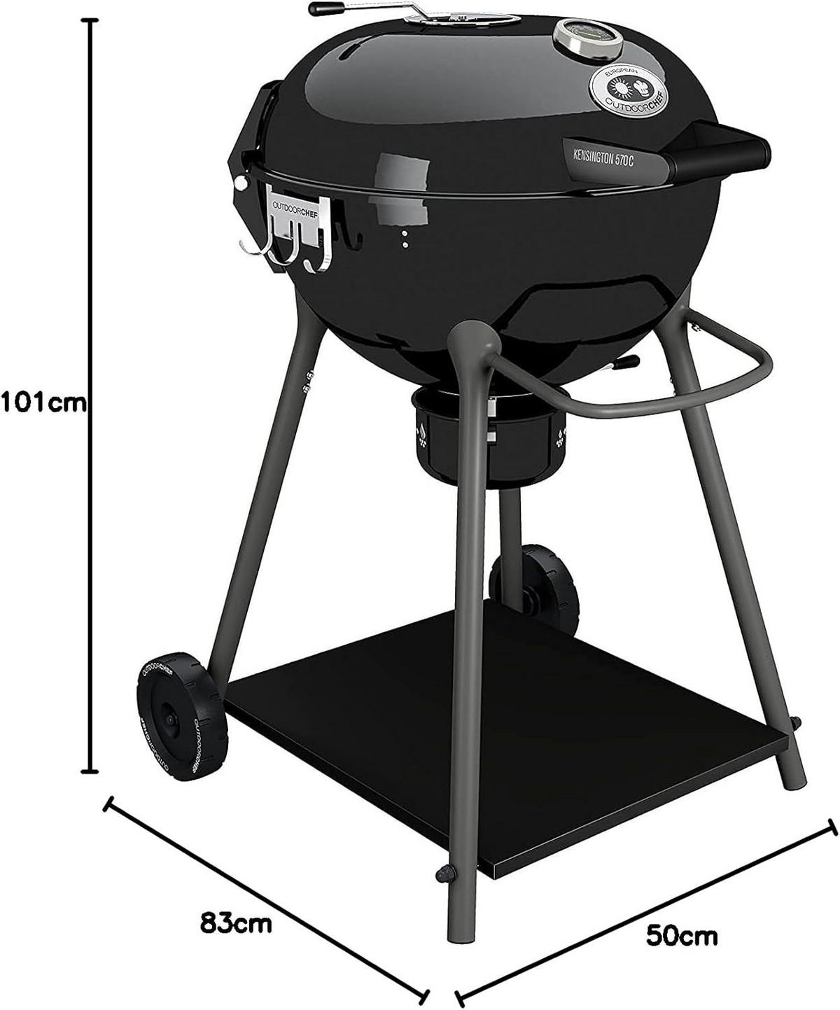 HOLZKOHLEGRILL -Outdoorchef Kensington 570C- Grill Ø54cm - Schwarz, Metall (54/101cm) - JUNG