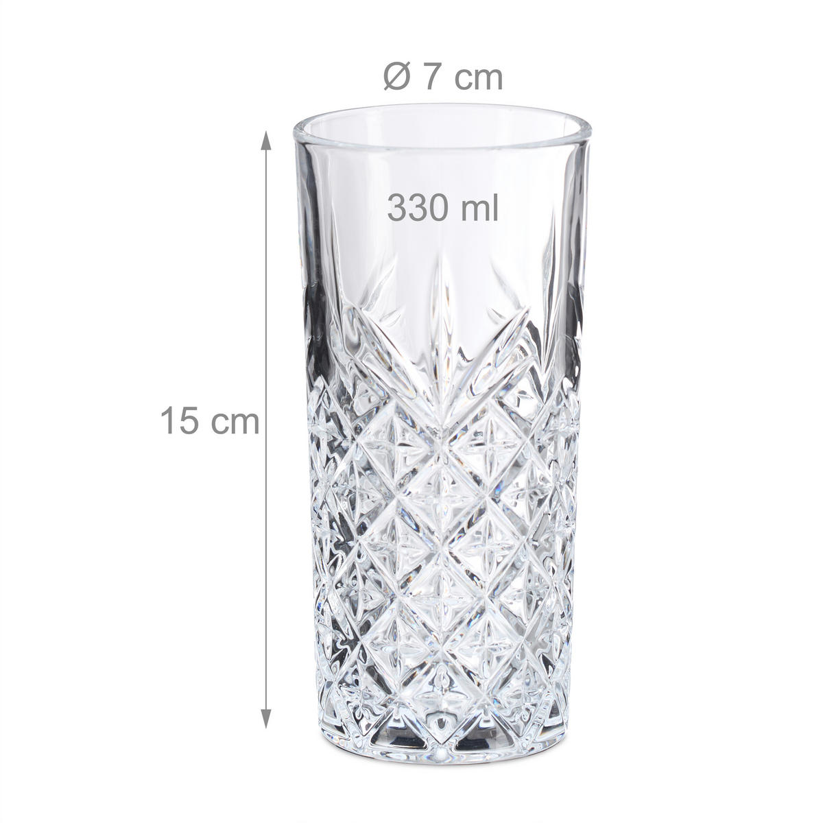 6XLONGDRINKGLÄSER - Transparent, Glas (0.3L) - Relaxdays