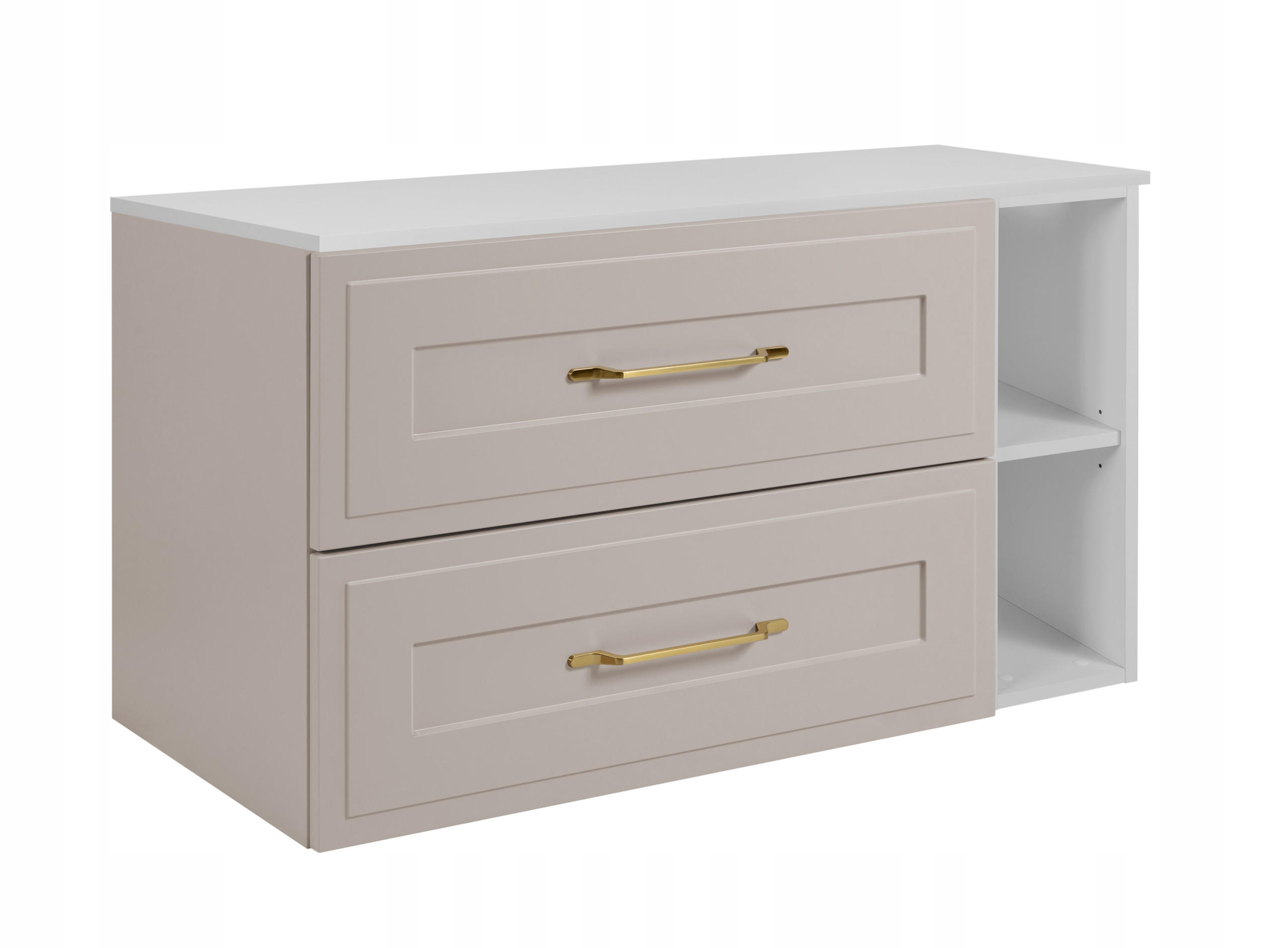 WASCHBECKUNTERSCHRANK CLASSIC 100 cm mit Arbeitsplatte Farbe: Mattweiß mit einer Mattweißen Platte - Kaschmir/Weiß, Holzwerkstoff (100/58/46cm) - Rodan