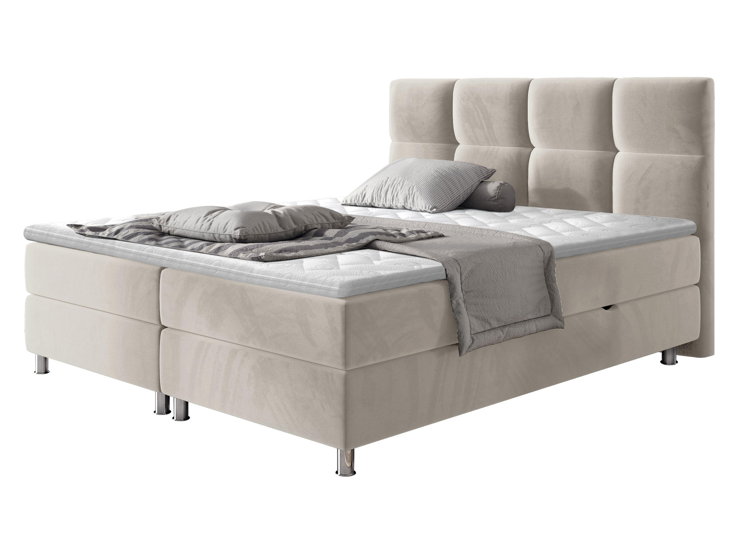BOXBETT Dave - Chromfarben/Beige, Holz/Textil (140/200cm) - MIRJAN24