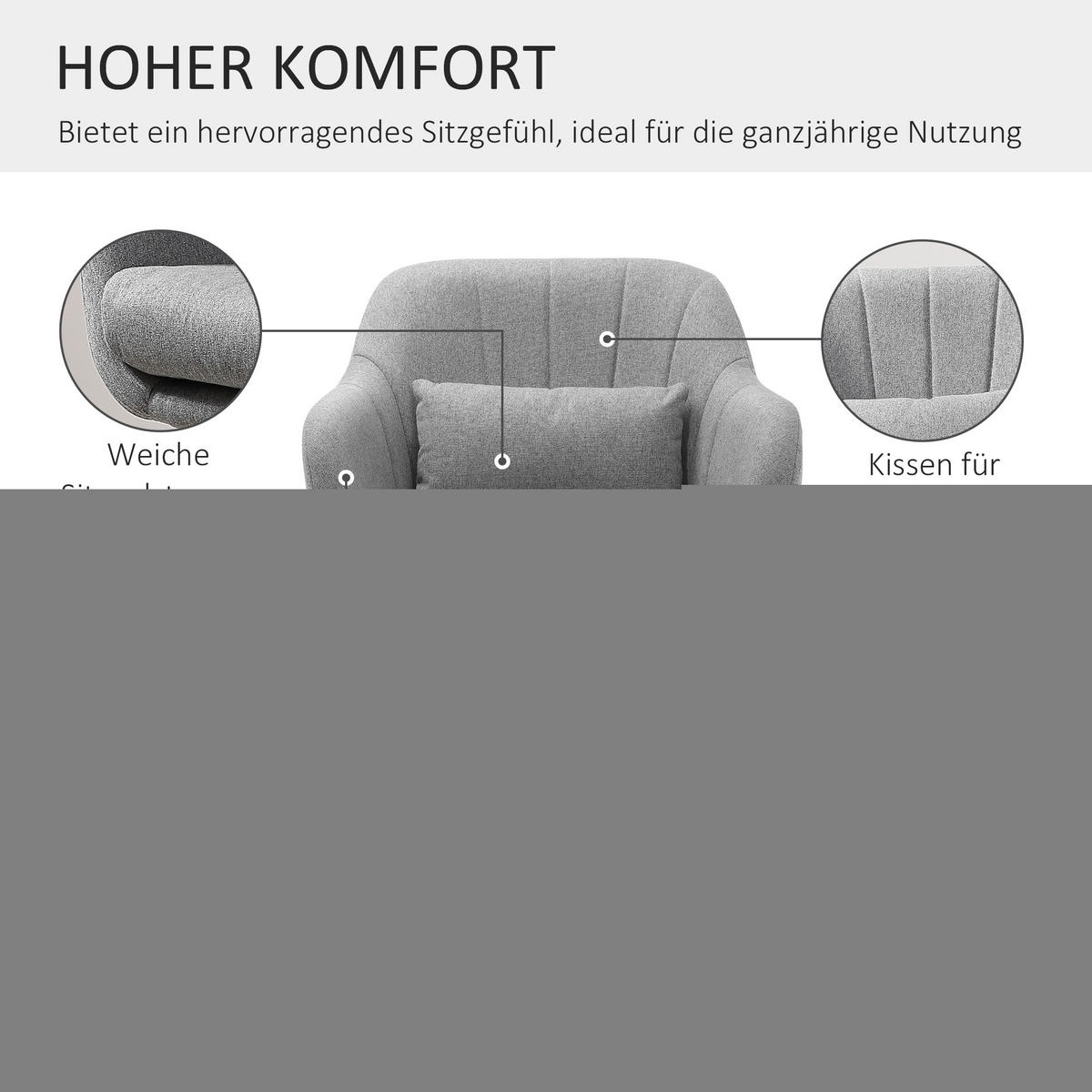 DREHSTUHL Grau 1 Stück - Grau, Naturmaterialien (60/91/60cm) - GiPP