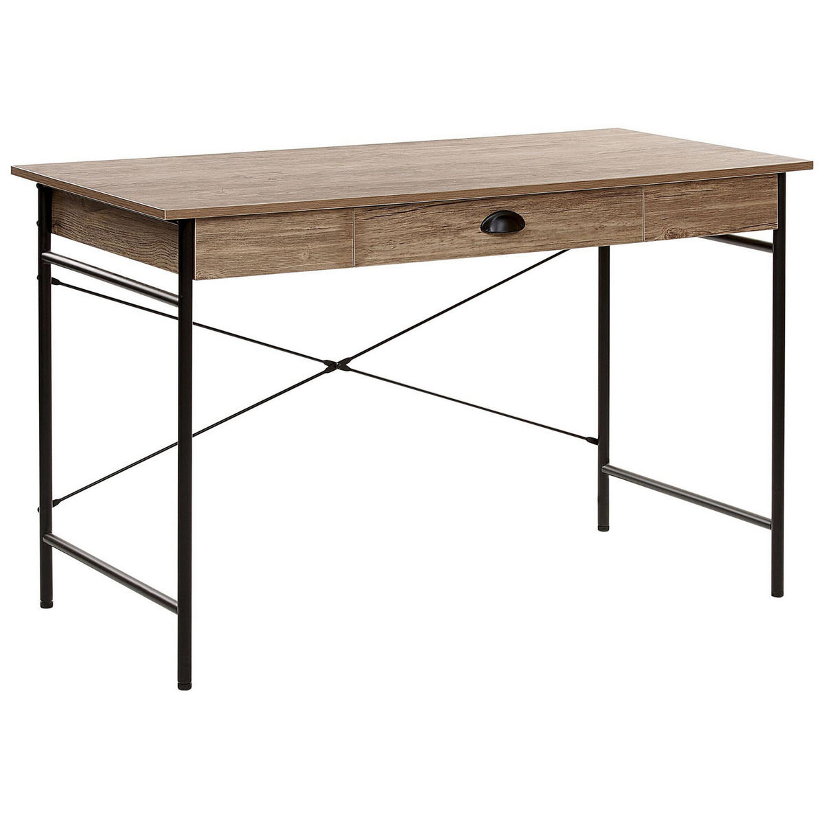 SCHREIBTISCH dunkler Holzfarbton 120/60/76 cm Casco - Dunkelgrau, Holzwerkstoff (60/120/76cm) - Beliani