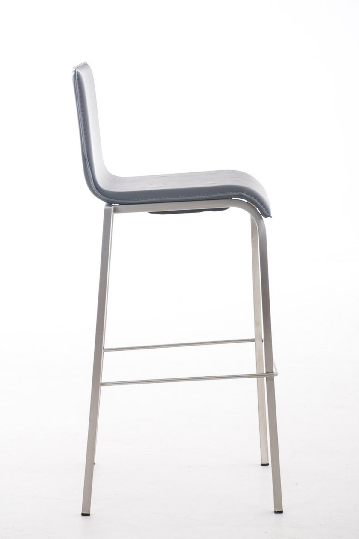 BARHOCKER Lederlook grau - Edelstahlfarben/Grau, Textil/Metall (43/103/51cm) - CLP