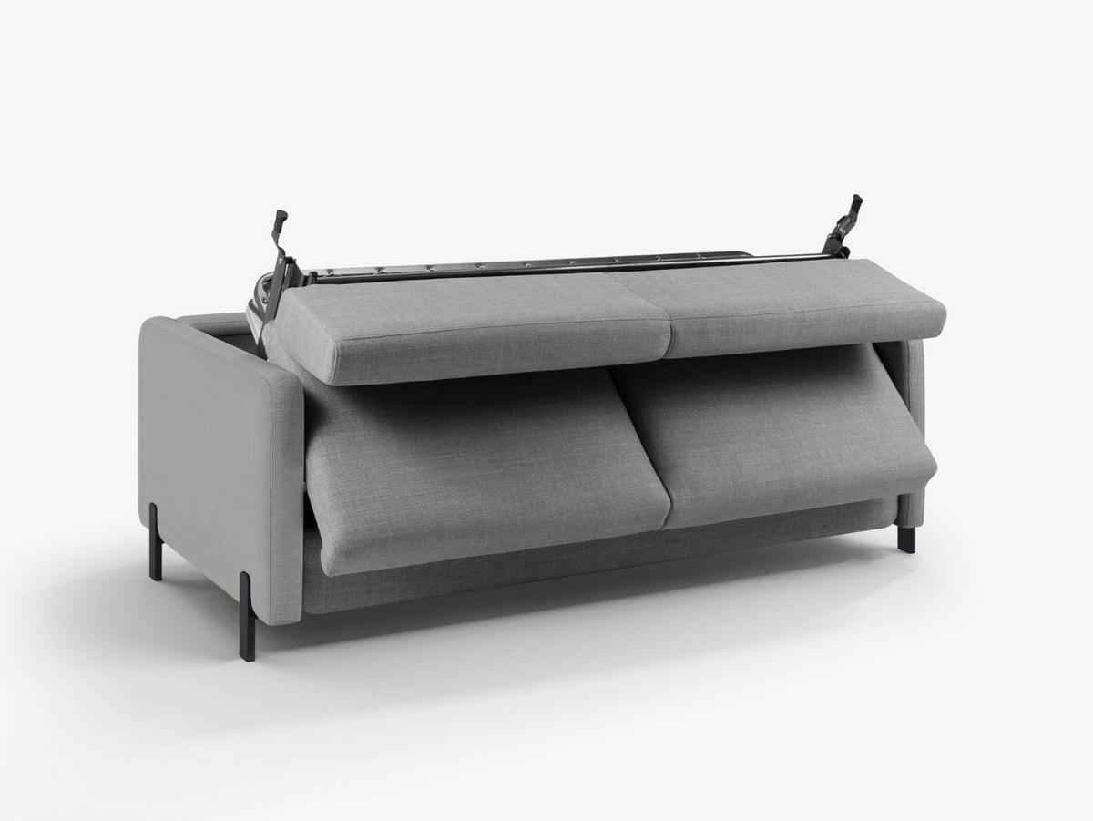 SOFA ausklappbar Gloria aus strukturiertem Stoff hellgrau 2 Sitzplätze - Hellgrau, Textil (102/80/182cm) - Micadoni