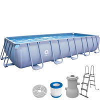POOL Komplettset rechteckig 540 x 250 x 100 cm grau mit Filterpumpe und Leiter - Grau, Kunststoff/Metall (250/100/540cm) - Avenli