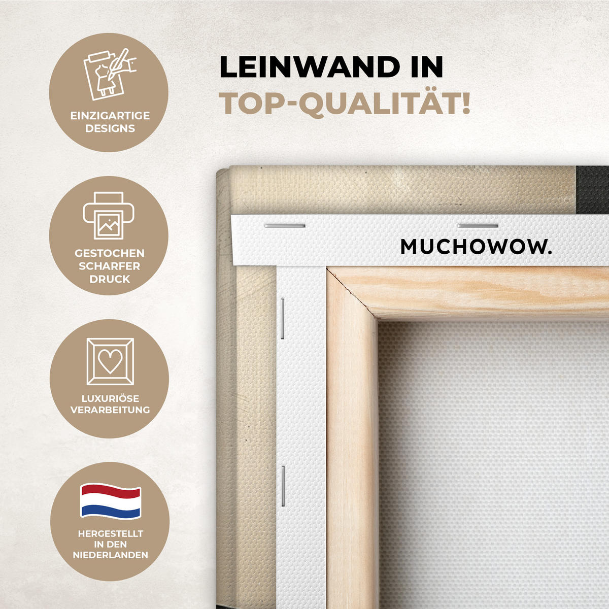 LEINWANDBILD Abstrakt - Geometrische Formen - Schwarz - Gold Deko Wohnzimmer 20x20 cm - Ecru, Textil (20/20cm) - MuchoWow