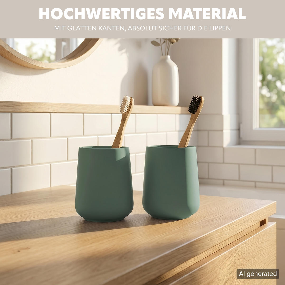 BECHER-SET TESERO 2tlg., Soft-Touch, grün - Grün, Kunststoff (8.5/10.5/8.5cm) - eluno