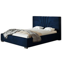 POLSTERBETT Athene mit Kopfteil, 180x200 cm, Doppelbett mit Bettkasten und Lattenrost aus Holz, Velourstoff Dunkelblau - Dunkelblau, Holz/Textil (180/200cm) - Alpi-Möbel