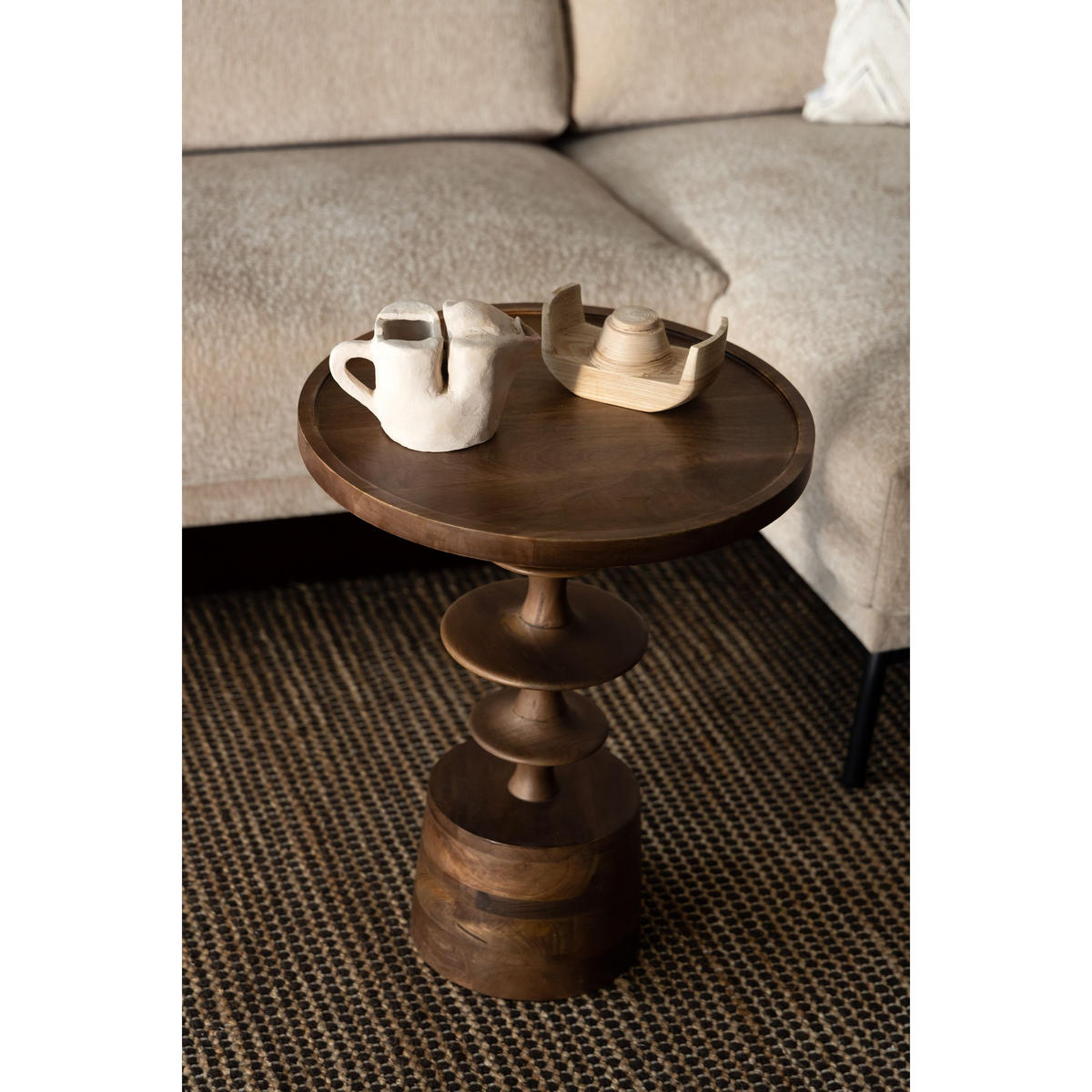 BEISTELLTISCH Cath Rund 46 cm - Braun, Holz (46/46/58cm) - Dutchbone