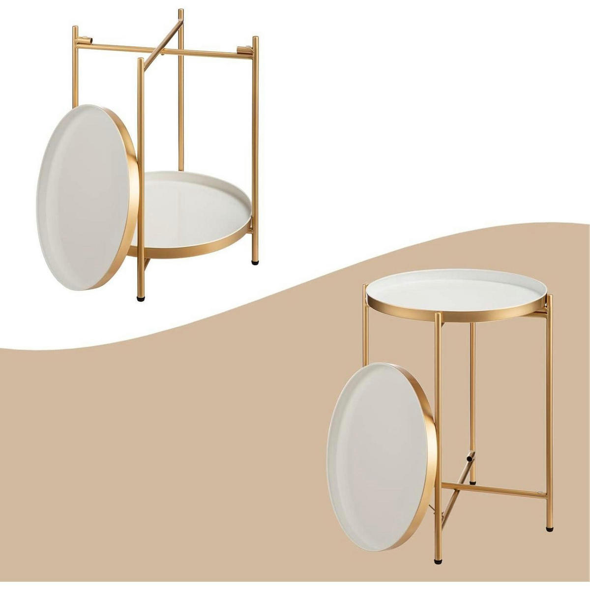 BEISTELLTISCH rund Metall Gold 37 x 48.5 cm - Goldfarben, Metall (37/37/50cm)