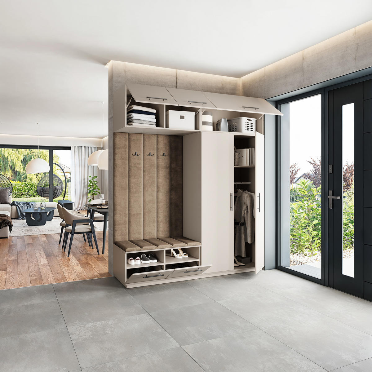 GARDEROBENSCHRANK REMA 200/240/60 cm Modern Garderobe-Set Kaschmir - Kaschmir/Beige, Holzwerkstoff (200/240/60cm) - MASSENO