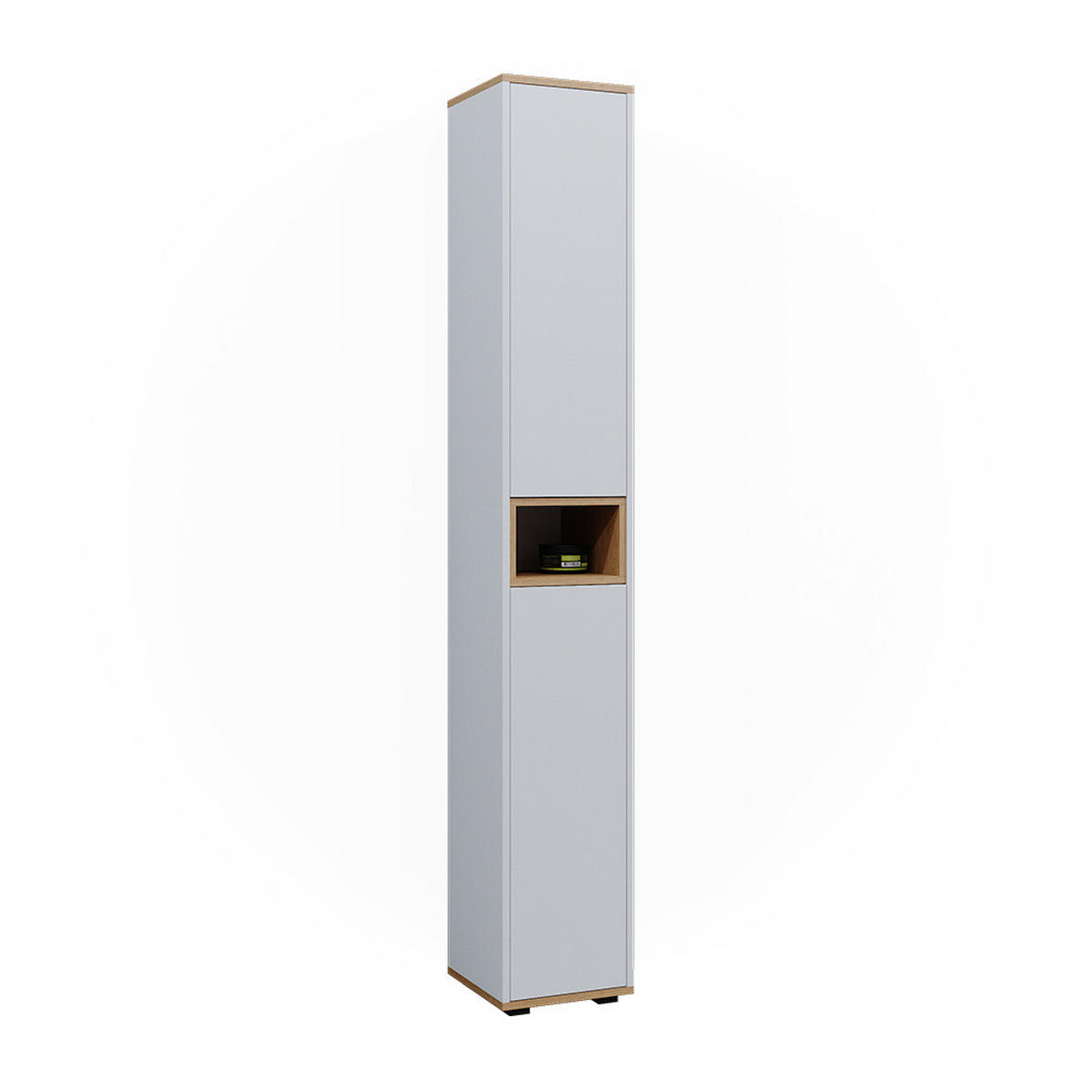 BADSCHRANK Didi Weiß/Artisan 30 x 192 cm mit 2 Türen - Weiß, Holzwerkstoff (30/192/30cm) - Vicco