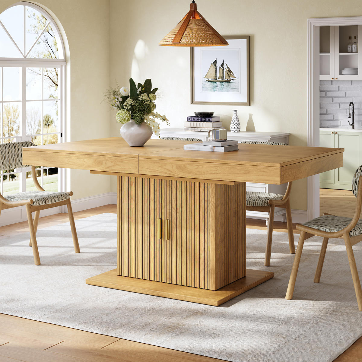ESSTISCH ausziehbar 140-180/90/75,2 cm mit Stauraum DE-39641 Eiche hell - Naturfarben, Holzwerkstoff (90/140/75.2cm) - ComfortXL