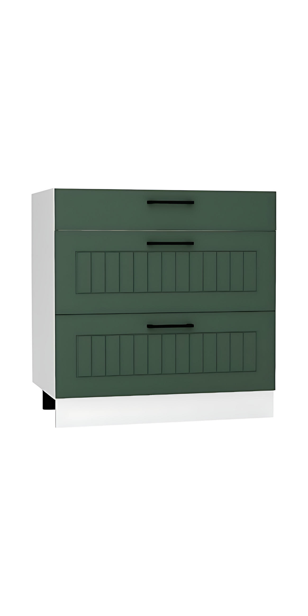 UNTERSCHRANK D80S3 - Arvion - 3 Schubladen für effiziente Organisation - Grün, Holz/Metall (80/82/52.4cm) - ROYAL24_MARKT