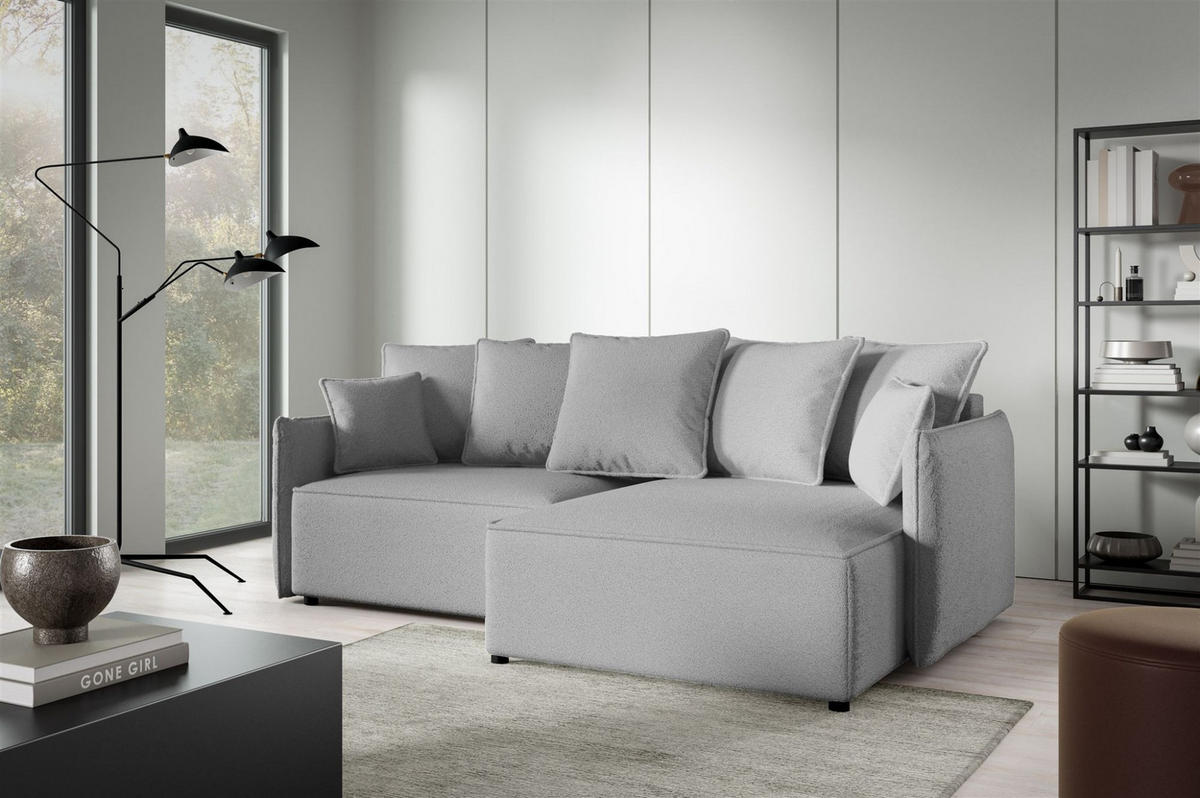 ECKSOFA Minea Mit Schlaffunktion - Grau, Holzwerkstoff/Textil (221/153cm) - Fun Möbel