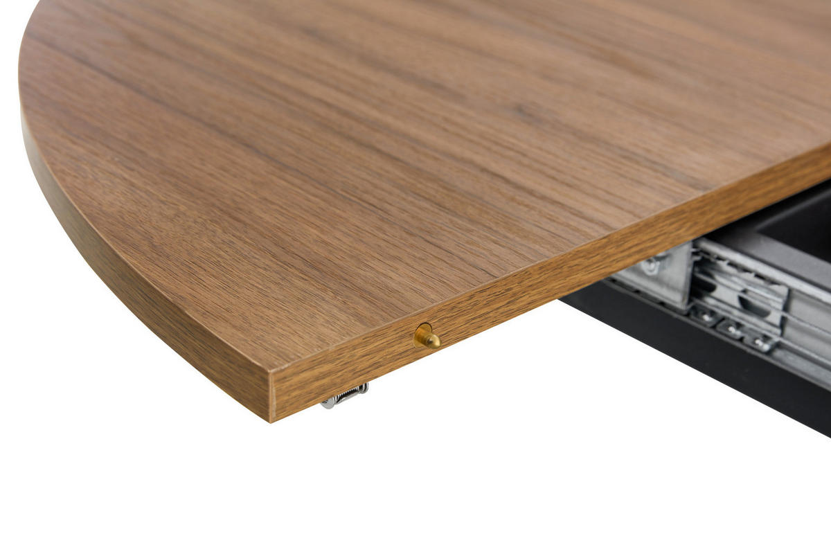 ESSTISCH 137/107/76 cm Schwarz/Walnuss aus MDF und Metall mit Ausziehfunktion - Walnussfarben, Metall (137/137/76cm) - OKMYHOME