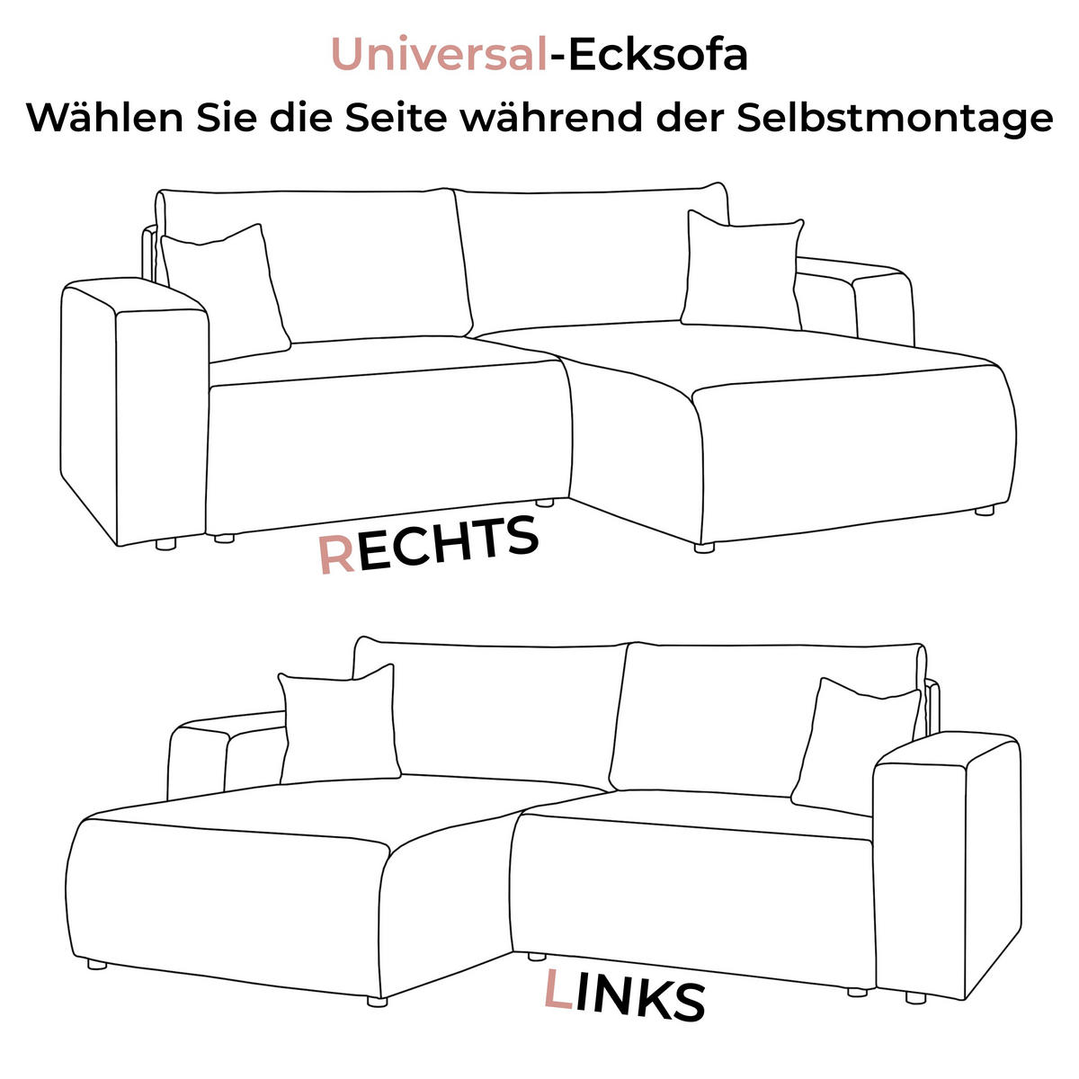 Ecksofa MOVE mit Schlaffunktion und Bettkasten, Tilia 52 - Cognac, Textil (247/143cm) - Lookway